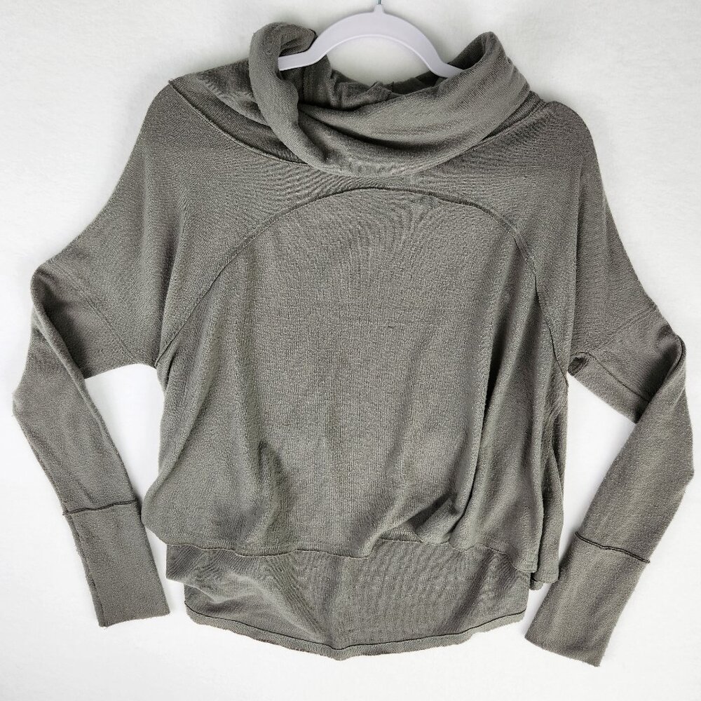 We the Free Womens Long Sleeve Cowl Neck Oversized Top Size XS Green